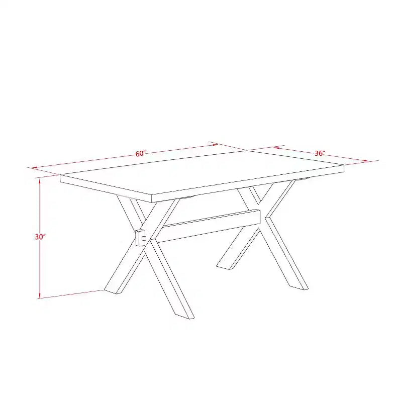 Table à manger 5 pièces en bois massif HomeStock avec plateau finition jacobine vieillie et 4 chaises