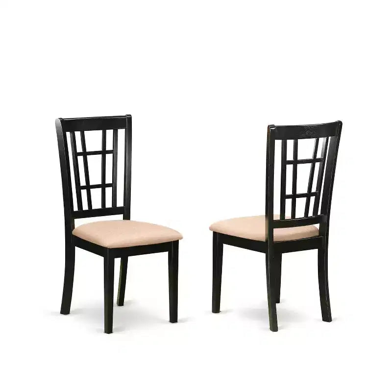 HomeStock 5-Piece Black and Cherry Finish Solid Wood Top Dining table with 4 Chairs