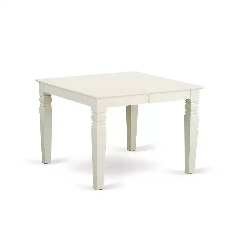 Kitchen Table Set 5pc Rectangle Table w/ Leaf & 4 Chairs - Linen White Legs, Gray Fabric