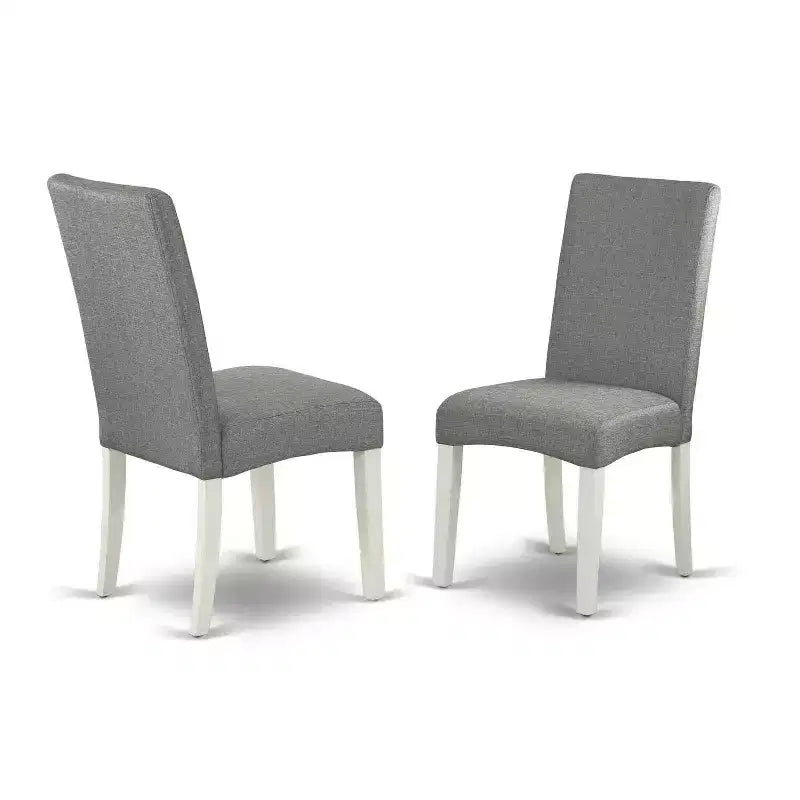 Kitchen Table Set 5pc Rectangle Table w/ Leaf & 4 Chairs - Linen White Legs, Gray Fabric