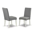 Kitchen Table Set 5pc Rectangle Table w/ Leaf & 4 Chairs - Linen White Legs, Gray Fabric