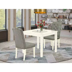 Vintage 3-Piece Dining Set - Kitchen Table & 2 Parsons Chairs - Linen White Finish