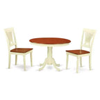 HomeStock 3-Piece Buttermilk & Cherry Finish Solid Wood Top Dining Table with 2 Chairs
