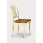 HomeStock 3-Piece Buttermilk & Cherry Finish Solid Wood Top Dining Table with 2 Chairs