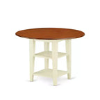 HomeStock 3-Piece Buttermilk and Cherry Finish Round Solid Wood Top Dining Table Set