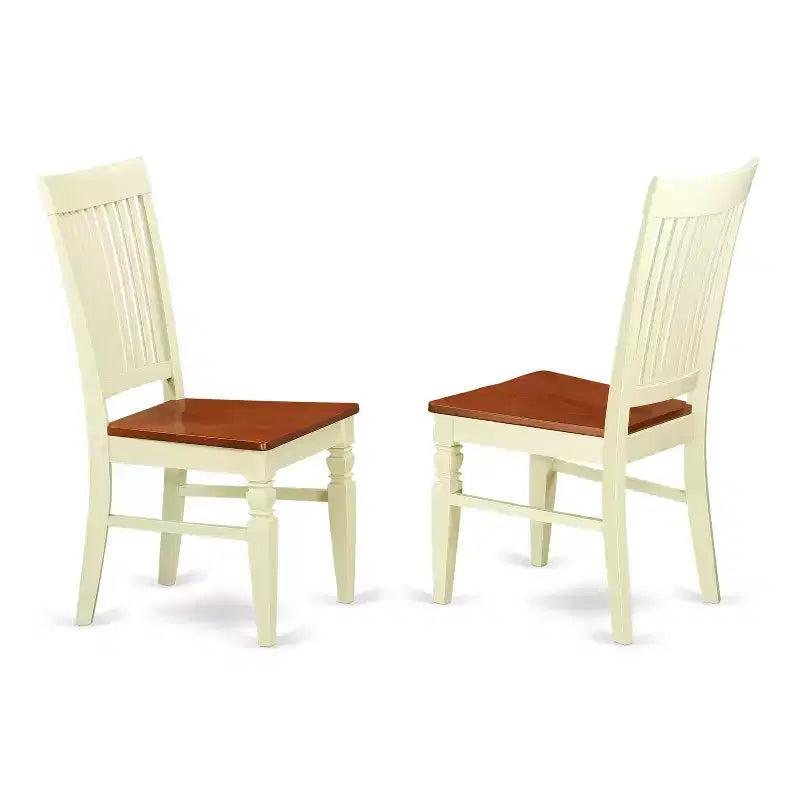 HomeStock 3-Piece Buttermilk and Cherry Finish Round Solid Wood Top Dining Table Set