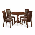 HomeStock 5-Piece Mahogany Finish Solid Wood Top Dining table with 4 Chairs