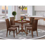 HomeStock 5-Piece Mahogany Finish Solid Wood Top Dining table with 4 Chairs