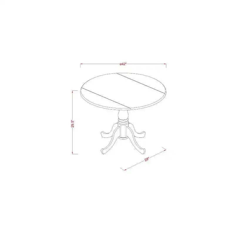HomeStock 5-Piece Mahogany Finish Solid Wood Top Dining table with 4 Chairs with Drop Leaf Slat Back