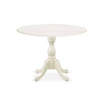 HomeStock 5-Piece Linen White Finish Solid Wood Top Dining table with 4-Chairs with Drop Leaf Lattice Back