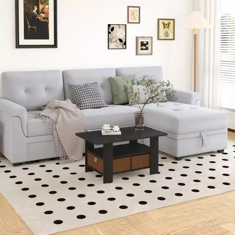HOMLUX 31 Coffee Table Modern Living Room Furniture with Storage Bin Drawer & Open Shelf