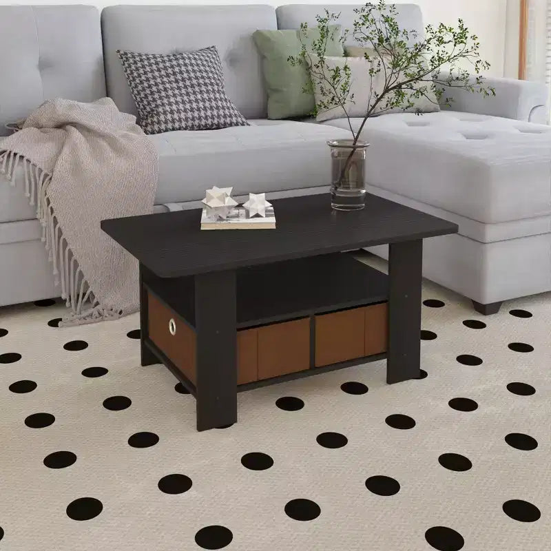 HOMLUX 31 Coffee Table Modern Living Room Furniture with Storage Bin Drawer & Open Shelf