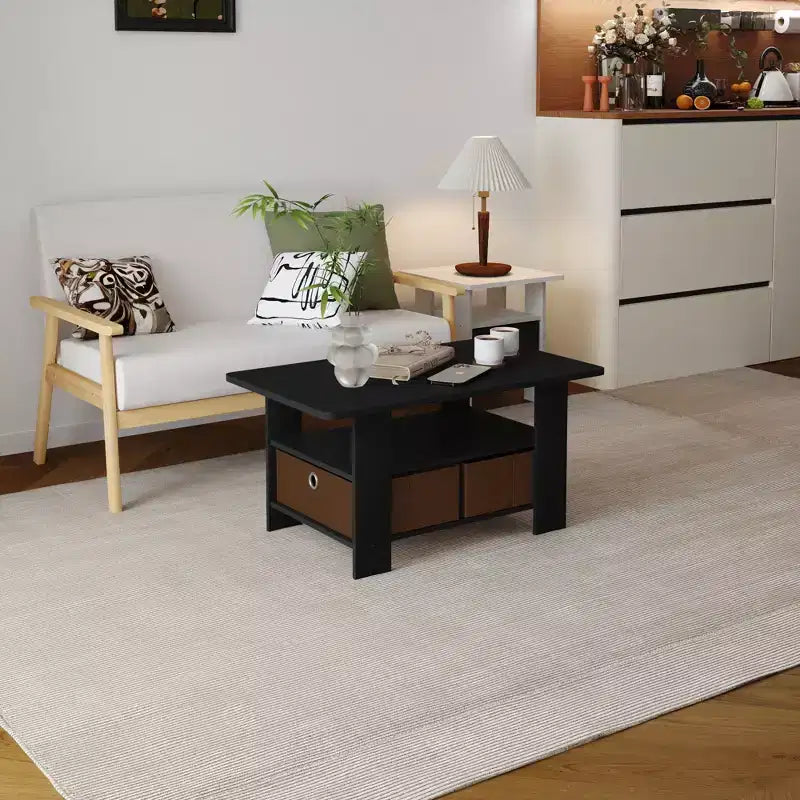 HOMLUX 31 Coffee Table Modern Living Room Furniture with Storage Bin Drawer & Open Shelf