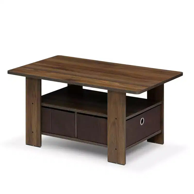 HOMLUX 31 Coffee Table Modern Living Room Furniture with Storage Bin Drawer & Open Shelf