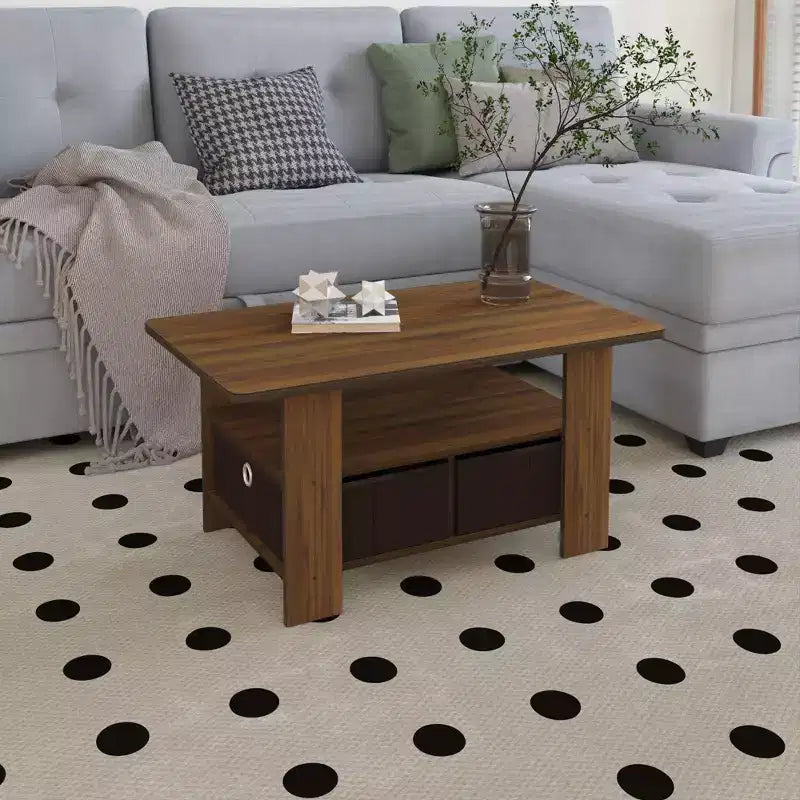 HOMLUX 31 Coffee Table Modern Living Room Furniture with Storage Bin Drawer & Open Shelf