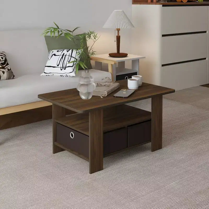 HOMLUX 31 Coffee Table Modern Living Room Furniture with Storage Bin Drawer & Open Shelf