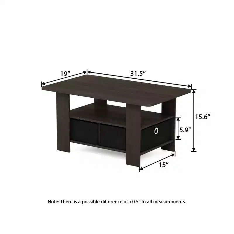 HOMLUX 31 Coffee Table Modern Living Room Furniture with Storage Bin Drawer & Open Shelf