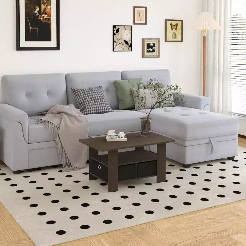 HOMLUX 31 Coffee Table Modern Living Room Furniture with Storage Bin Drawer & Open Shelf