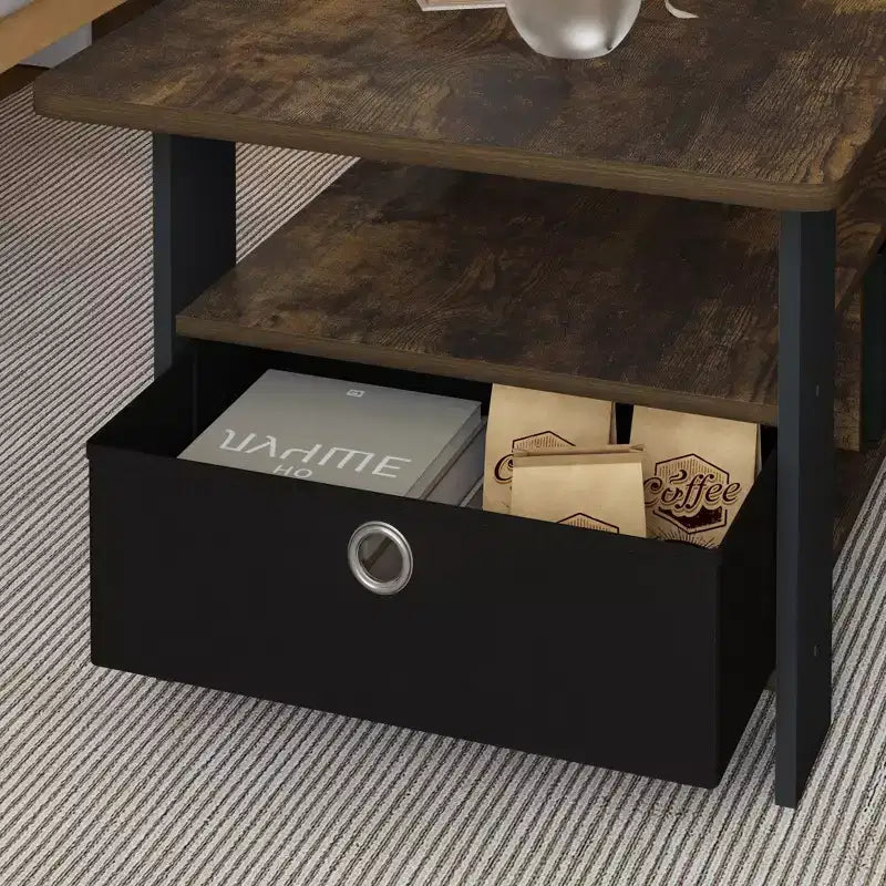 HOMLUX 31 Coffee Table Modern Living Room Furniture with Storage Bin Drawer & Open Shelf