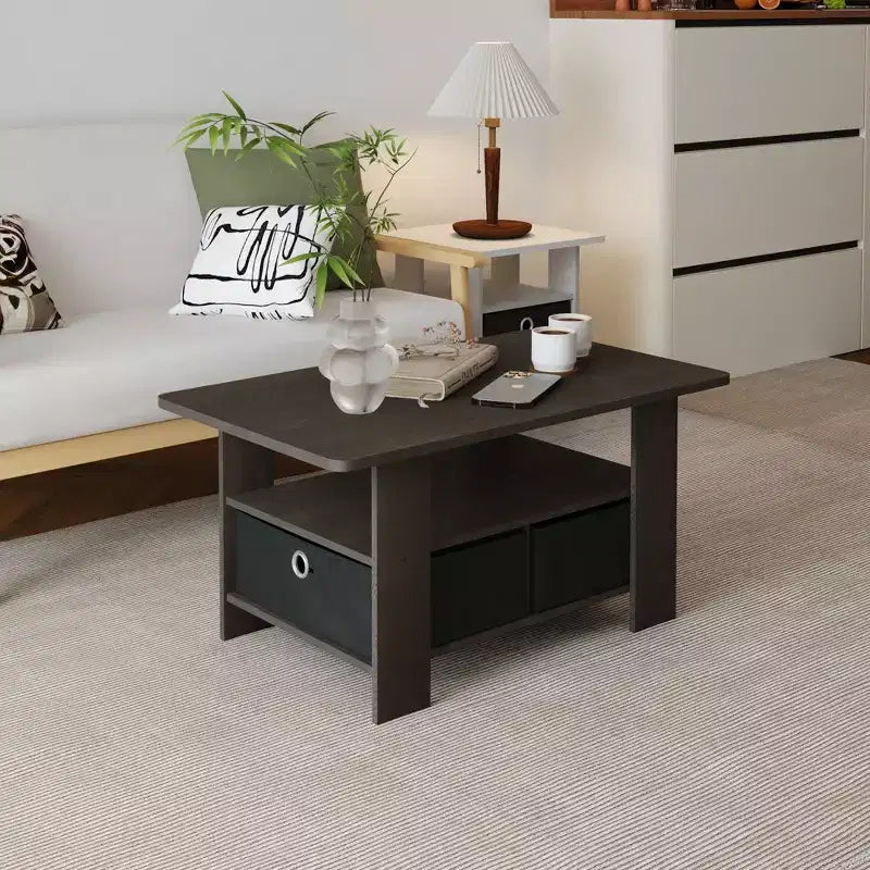 HOMLUX 31 Coffee Table Modern Living Room Furniture with Storage Bin Drawer & Open Shelf