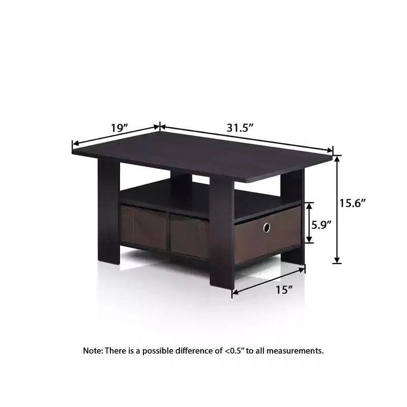 HOMLUX 31 Coffee Table Modern Living Room Furniture with Storage Bin Drawer & Open Shelf