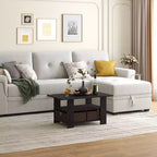 HOMLUX 31 Coffee Table Modern Living Room Furniture with Storage Bin Drawer & Open Shelf