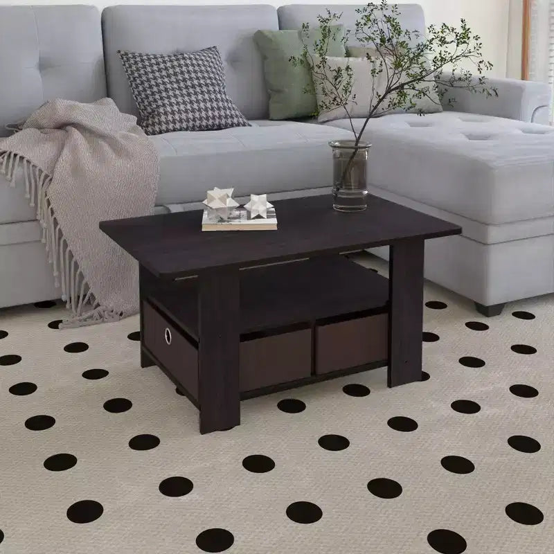 HOMLUX 31 Coffee Table Modern Living Room Furniture with Storage Bin Drawer & Open Shelf