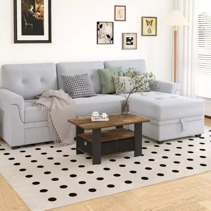 HOMLUX 31 Coffee Table Modern Living Room Furniture with Storage Bin Drawer & Open Shelf