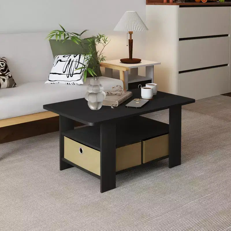 HOMLUX 31 Coffee Table Modern Living Room Furniture with Storage Bin Drawer & Open Shelf