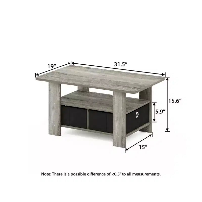 HOMLUX 31 Coffee Table Modern Living Room Furniture with Storage Bin Drawer & Open Shelf