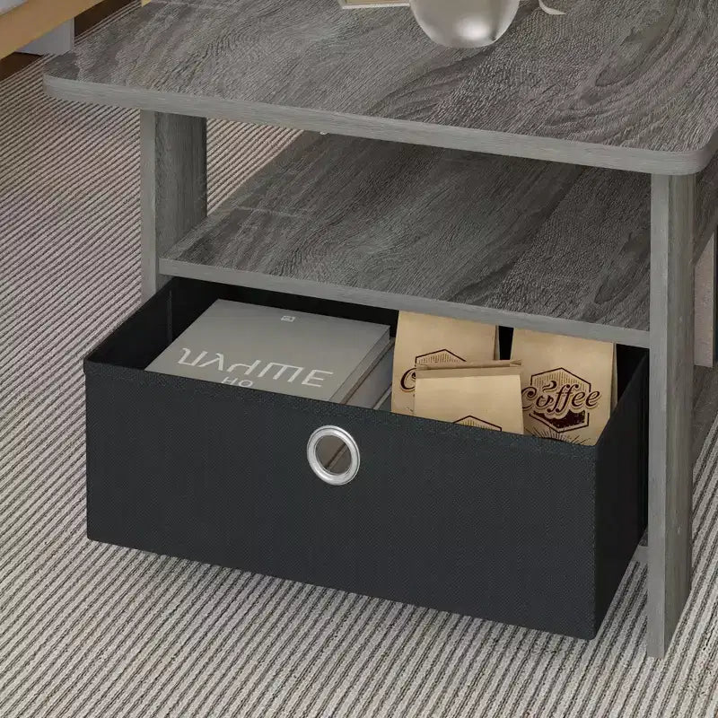 HOMLUX 31 Coffee Table Modern Living Room Furniture with Storage Bin Drawer & Open Shelf