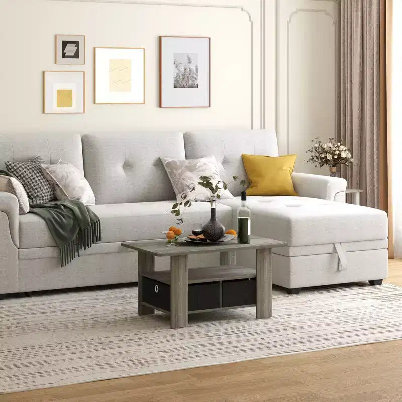 HOMLUX 31 Coffee Table Modern Living Room Furniture with Storage Bin Drawer & Open Shelf