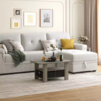 HOMLUX 31 Coffee Table Modern Living Room Furniture with Storage Bin Drawer & Open Shelf