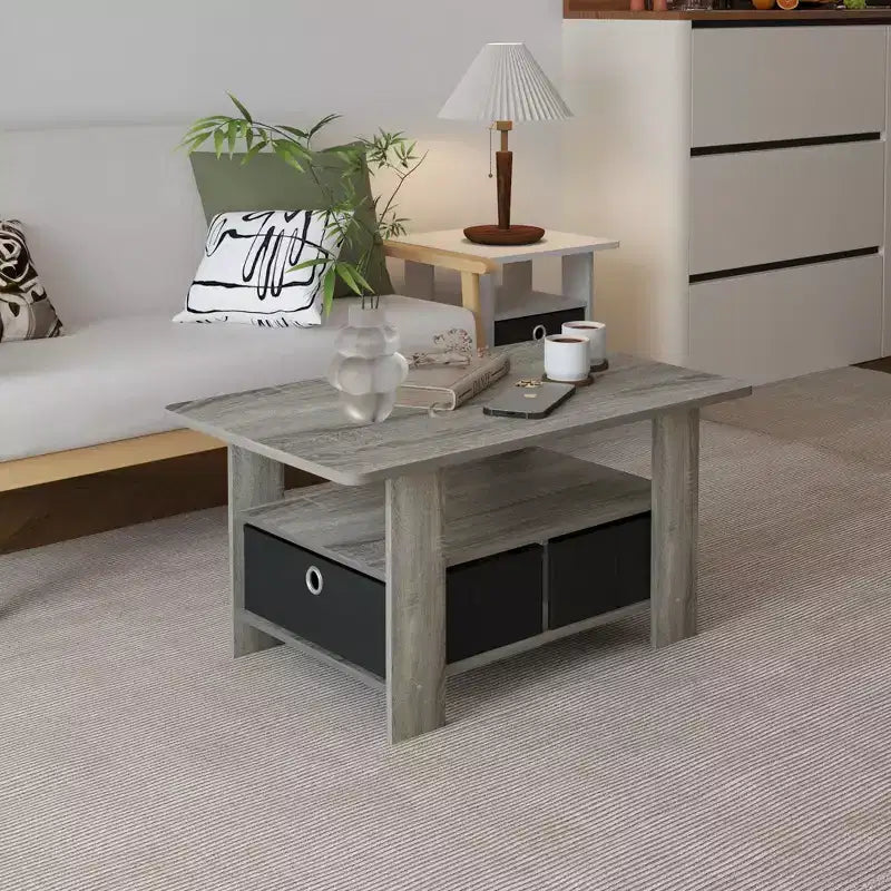 HOMLUX 31 Coffee Table Modern Living Room Furniture with Storage Bin Drawer & Open Shelf