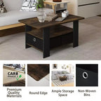 HOMLUX 31 Coffee Table Modern Living Room Furniture with Storage Bin Drawer & Open Shelf