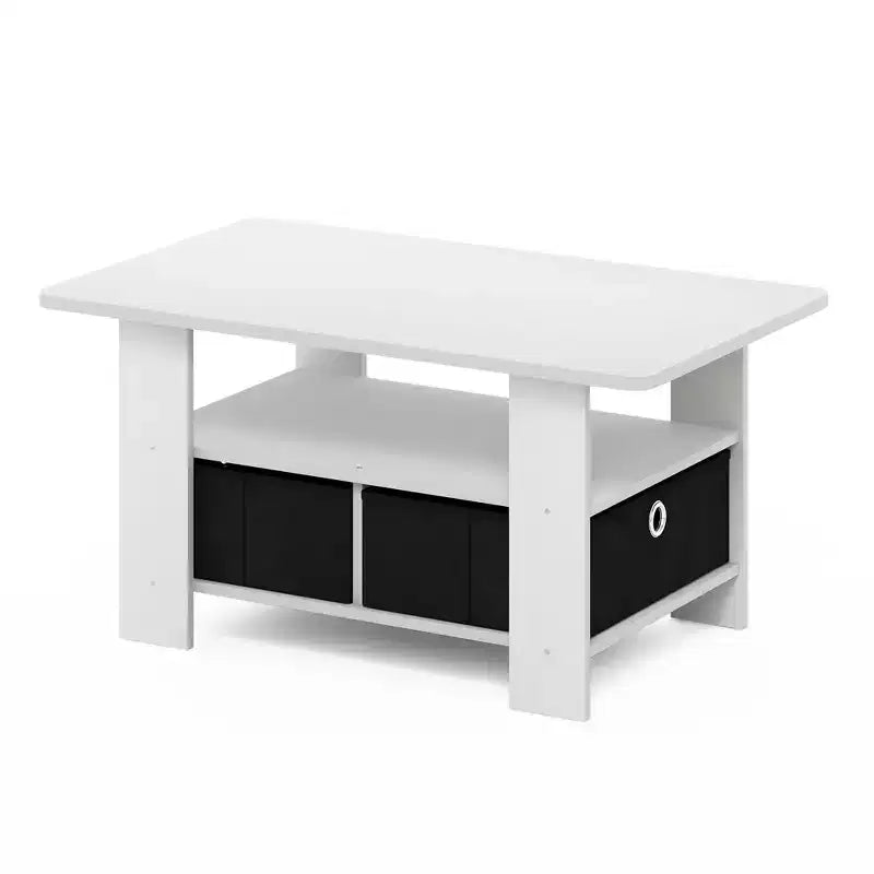 HOMLUX 31 Coffee Table Modern Living Room Furniture with Storage Bin Drawer & Open Shelf