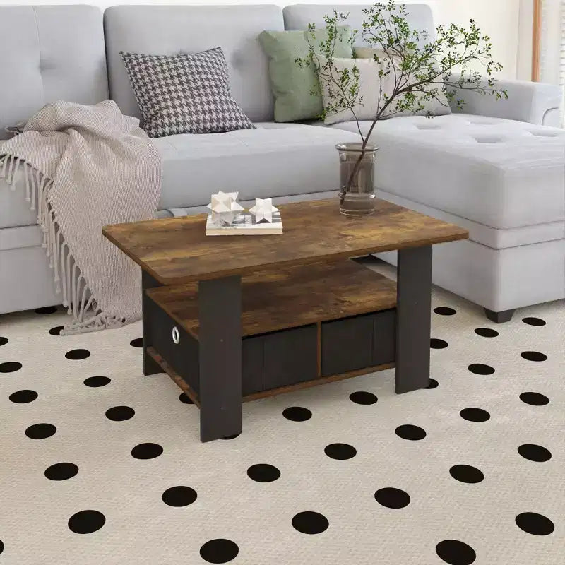 HOMLUX 31 Coffee Table Modern Living Room Furniture with Storage Bin Drawer & Open Shelf