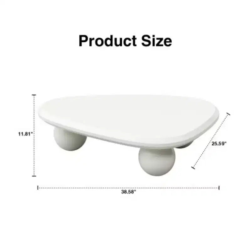 Modern Curved Triangular Coffee Table with 3 Ball Legs, High-Quality Accent Center Table for Living Room or Small Spaces - Panipeachy