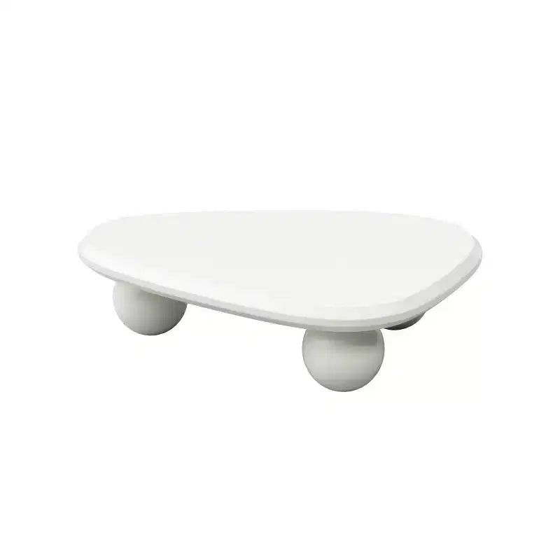 Modern Curved Triangular Coffee Table with 3 Ball Legs, High-Quality Accent Center Table for Living Room or Small Spaces - Panipeachy