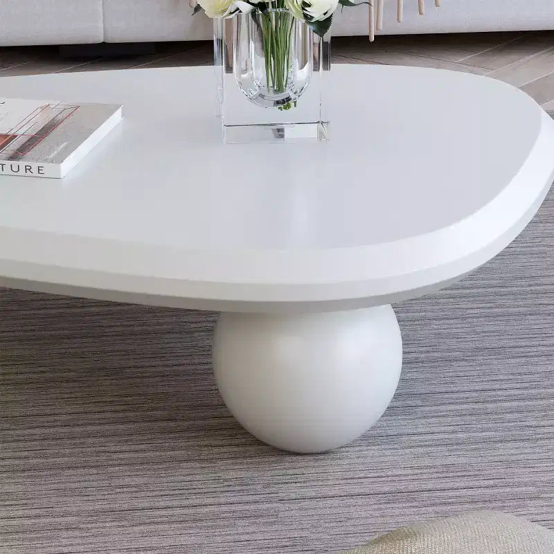 Modern Curved Triangular Coffee Table with 3 Ball Legs, High-Quality Accent Center Table for Living Room or Small Spaces - Panipeachy