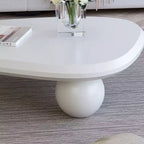 Modern Curved Triangular Coffee Table with 3 Ball Legs, High-Quality Accent Center Table for Living Room or Small Spaces - Panipeachy