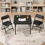 Ensemble 3 pièces table et chaises pliantes avec revêtement en PU – Idéal pour manger, lire et jouer