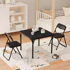 Ensemble 3 pièces table et chaises pliantes avec revêtement en PU – Idéal pour manger, lire et jouer