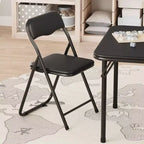 Ensemble 3 pièces table et chaises pliantes avec revêtement en PU – Idéal pour manger, lire et jouer