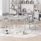 Ensemble 3 pièces table et chaises pliantes avec revêtement en PU – Idéal pour manger, lire et jouer