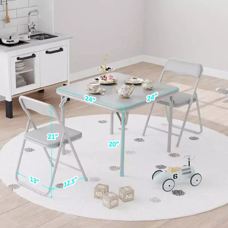 Ensemble 3 pièces table et chaises pliantes avec revêtement en PU – Idéal pour manger, lire et jouer