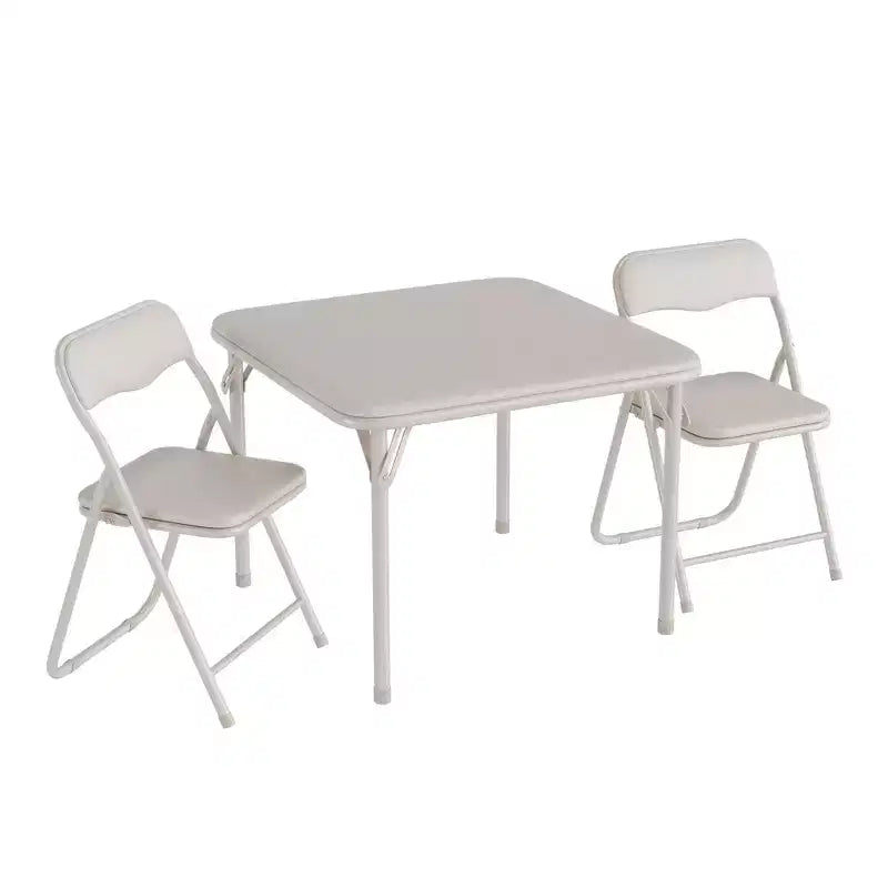 Ensemble 3 pièces table et chaises pliantes avec revêtement en PU – Idéal pour manger, lire et jouer