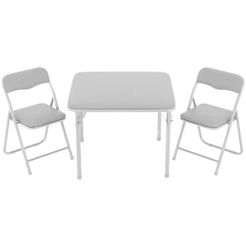 Ensemble 3 pièces table et chaises pliantes avec revêtement en PU – Idéal pour manger, lire et jouer