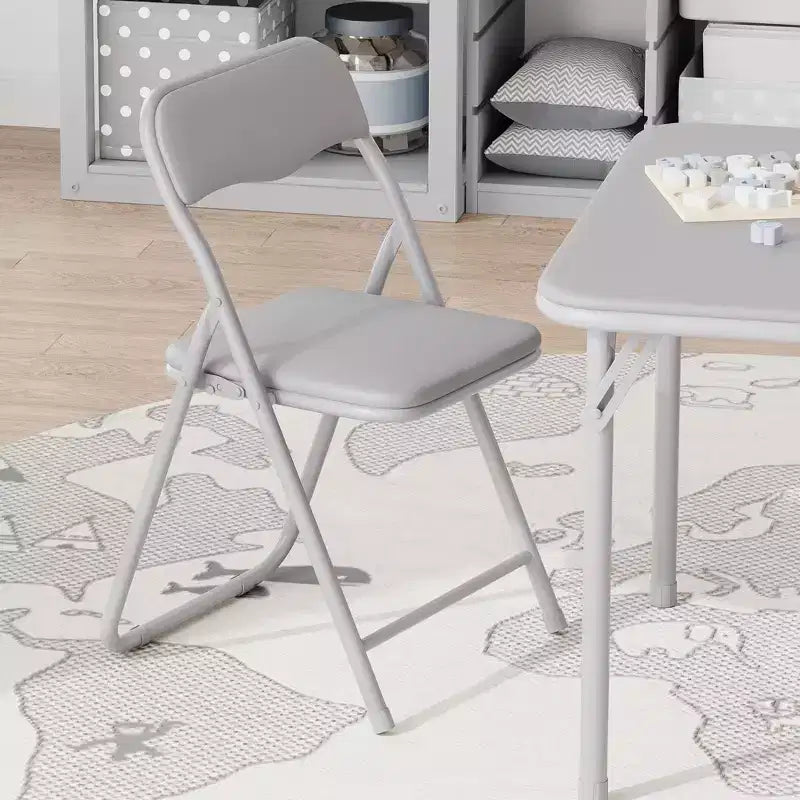 Ensemble 3 pièces table et chaises pliantes avec revêtement en PU – Idéal pour manger, lire et jouer