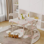 Ensemble 3 pièces table et chaises pliantes avec revêtement en PU – Idéal pour manger, lire et jouer